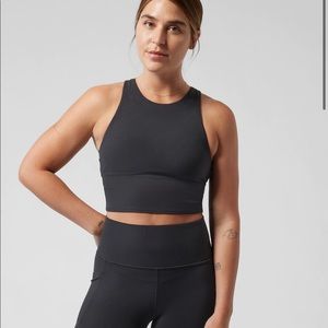 Athleta Conscious Crop a-c sports bra crop top high neck black xs